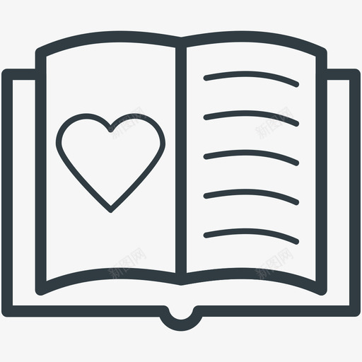 书爱情和浪漫线图标svg_新图网 https://ixintu.com 书 爱情和浪漫矢量线图标
