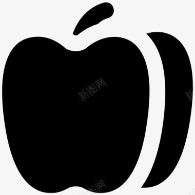 苹果食品大胆的固体图标图标