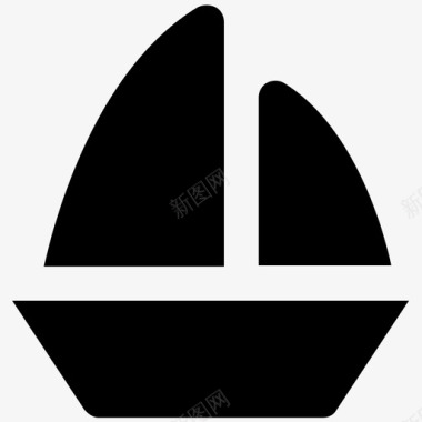 游艇运输大胆的固体图标图标