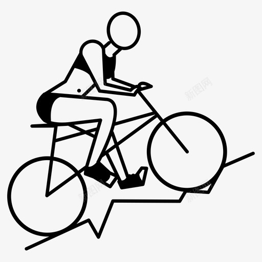 山地自行车上坡骑行图标svg_新图网 https://ixintu.com 上坡 下坡 不平的地形 山地自行车 比赛 自行车 链条 骑行