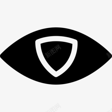 一个眼睛形状的监视标志带遮光罩轮廓虹膜安全图标图标