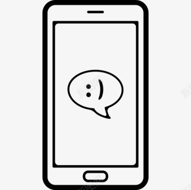 手机屏幕工具用具手机上的开心脸聊天泡泡图标图标