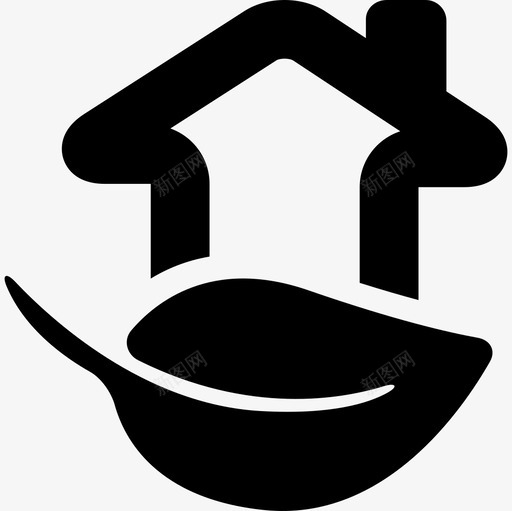 乡村酒店象征着一个大叶子形状的房屋建筑商业图标svg_新图网 https://ixintu.com 乡村酒店象征着一个大叶子形状的房屋建筑 商业