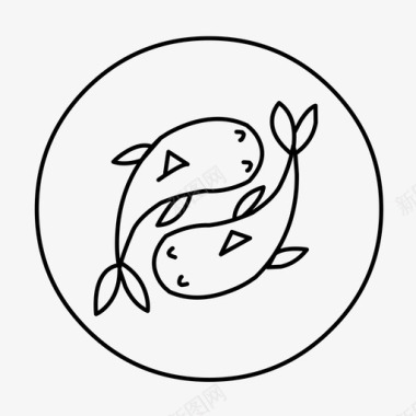 双鱼座占星术鱼图标图标