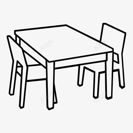 桌子椅子餐厅图标svg_新图网 https://ixintu.com 厨房 家具 家具轮廓 桌子 椅子 表面 面试 餐厅
