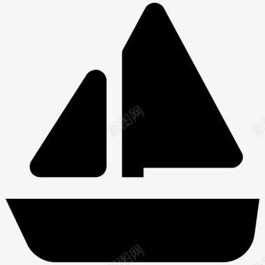 游艇运输大胆的固体图标图标