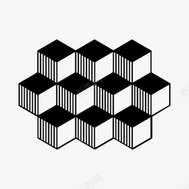 三维立方体十个台阶图标图标