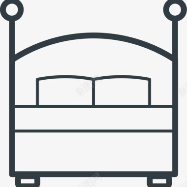 床酒店和餐厅线图标图标