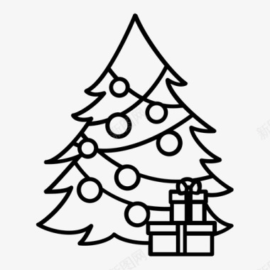 圣诞树星星礼物图标图标