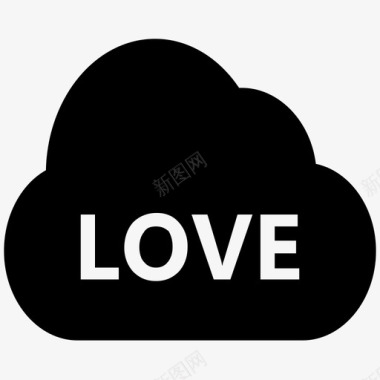 爱的云朵爱和浪漫大胆的固体图标图标