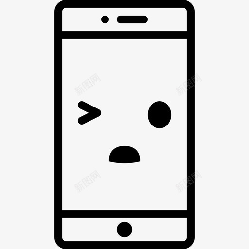 眨眼手机淘气图标svg_新图网 https://ixintu.com 化身 呆板 情绪 手机 淘气 眨眼 眼睛 笑脸手机 脸 表情 顽皮