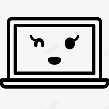 微笑笔记本电脑快乐图标图标