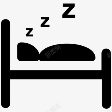 睡眠酒店和餐厅大胆的固体图标图标