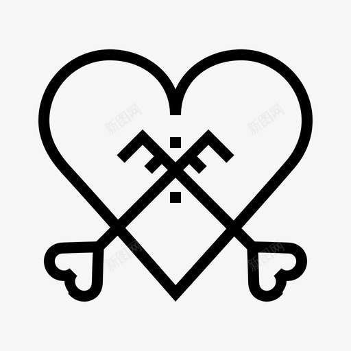心锁和钥匙情人节的路线图标svg_新图网 https://ixintu.com 心锁和钥匙 情人节的路线