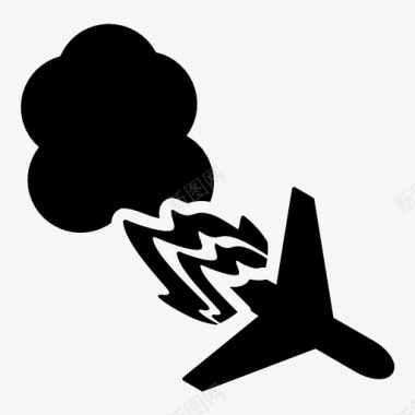 飞机失事飞行火灾图标图标