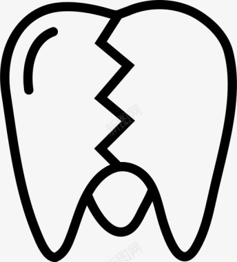 断臼齿裂纹牙科图标图标