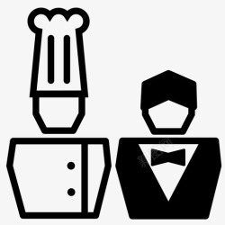 餐厅员工厨师和服务员员工服务人员图标高清图片