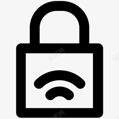 wifi锁定标志安全粗体线条图标图标