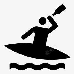 划皮划艇的男人皮划艇划船移动图标高清图片