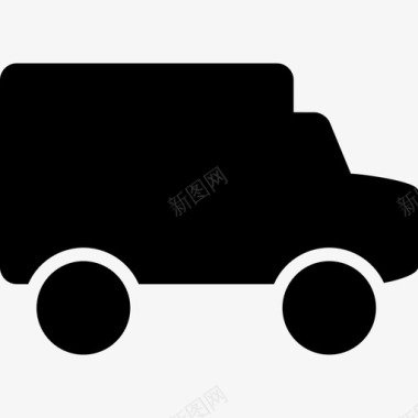 小卡车黑色侧视轮廓运输酷图标图标