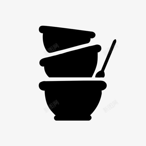 搅拌碗堆栈勺子图标svg_新图网 https://ixintu.com 勺子 吃 堆栈 搅拌碗 清洗 烘焙 烘焙工具 烹饪 菜