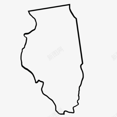 美国伊利诺伊州地图集图标图标