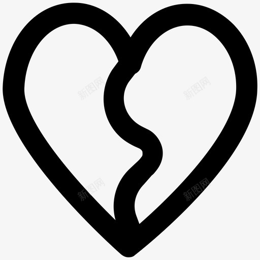 破碎的心爱和浪漫大胆的线图标svg_新图网 https://ixintu.com 爱和浪漫大胆的线图标 破碎的心