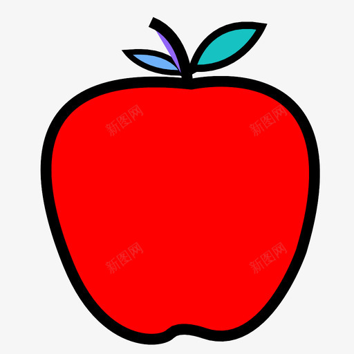 苹果带叶苹果新鲜苹果图标svg_新图网 https://ixintu.com 健康 医生离开 带叶苹果 新鲜苹果 果园 水果 派 苹果