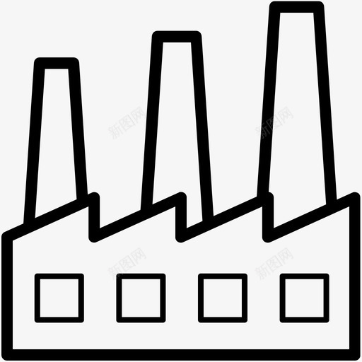 工厂生产污染图标svg_新图网 https://ixintu.com 制造厂 化学品 工业 工业矢量线图标 工人 工厂 机器 污染 烟囱 生产