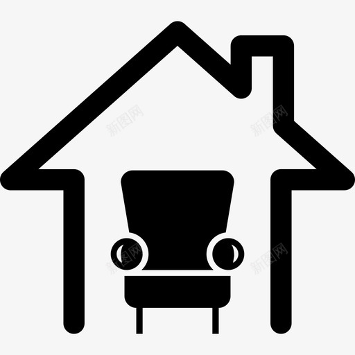 家居内部象征着单沙发在房子里勾勒温馨的家图标svg_新图网 https://ixintu.com 家居内部象征着单沙发在房子里勾勒 温馨的家