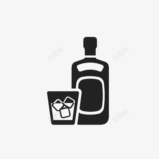 杜松子酒酒瓶子图标svg_新图网 https://ixintu.com 冰块 拉米酒 杜松子酒 混合酒 清酒 玻璃杯 瓶子 酒 饮料