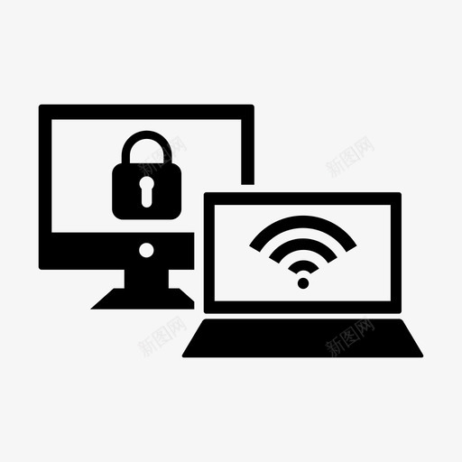 受保护连接wifi安全图标svg_新图网 https://ixintu.com pc wifi 保护 受保护连接 固定 安全 屏障 未使用 笔记本电脑 锁定