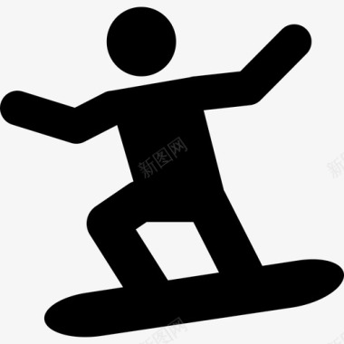 滑雪板轮廓运动型多运动型图标图标