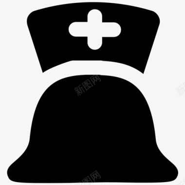 护士帽医学大胆的固体图标图标
