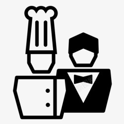 罐头食品和餐饮厨师和服务生厨师和服务员服务图标高清图片