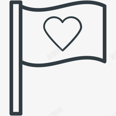 爱的旗帜爱和浪漫线图标图标