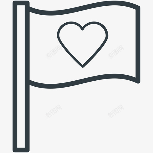 爱的旗帜爱和浪漫线图标svg_新图网 https://ixintu.com 爱和浪漫矢量线图标 爱的旗帜