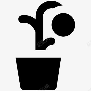 植物盆栽自然大胆的固体图标图标