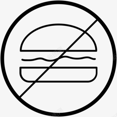 没有汉堡健身向量线图标图标