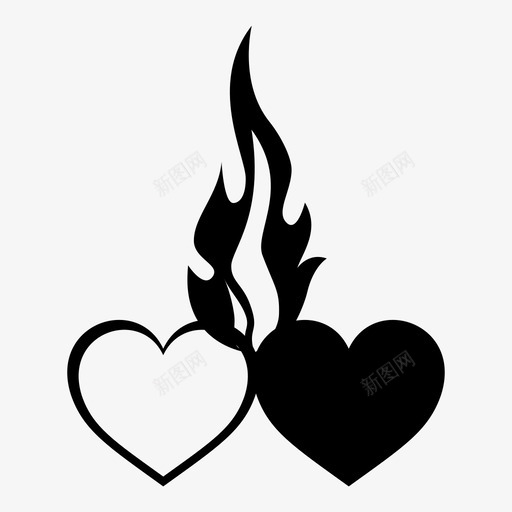 燃烧的心情人节两个图标svg_新图网 https://ixintu.com 两个 在一起 情人节 火 火焰 燃烧的心 燃烧的爱 爱