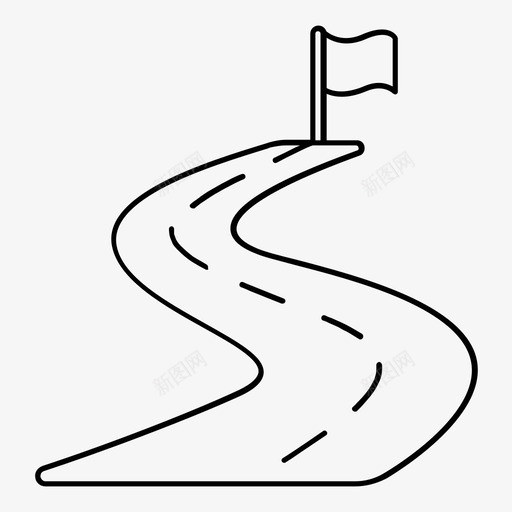 目的地路径导航图标svg_新图网 https://ixintu.com 地图 导航 方向 旅程 旗帜 目标 目的地 终点 路径 道路 道路和导航轮廓