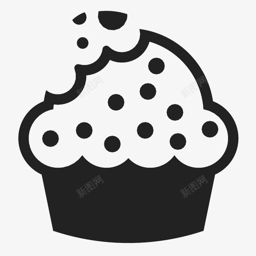 松饼面包房咬过的图标svg_新图网 https://ixintu.com 咬过的 早餐 松饼 甜味 纸杯蛋糕 罂粟花 面包屑 面包房 食物