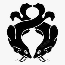 佛教八宝双鱼鱼海双鱼座图标高清图片