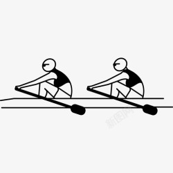 情侣划船双桨团队运动图标高清图片