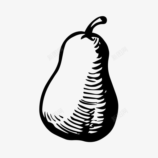 梨水果好梨图标svg_新图网 https://ixintu.com 好梨 果汁梨 梨 水果 水果蔬菜手工制作的时髦复古风格 黑梨