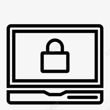 锁定笔记本电脑安全编程图标图标