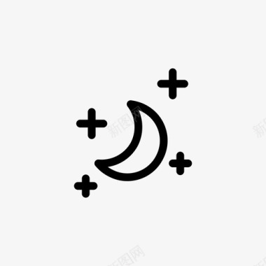 月亮和星星睡眠夜晚图标图标
