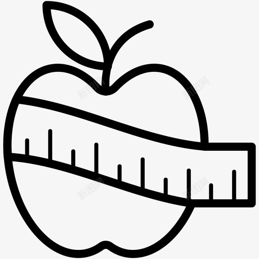 饮食保健健康饮食图标svg_新图网 https://ixintu.com 保健 健康食品 健康饮食 健身向量线图标 卷尺 材料 水果 苹果 饮食
