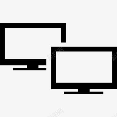 显示器与两个屏幕耦合工具和器具现代屏幕图标图标