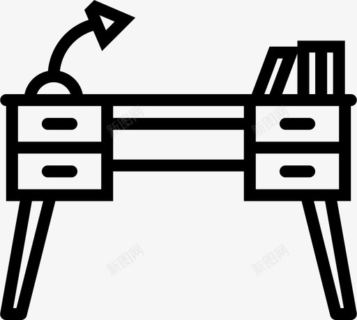 书桌家具房子图标svg_新图网 https://ixintu.com 书桌 写字台 家具 家庭 家庭概况 工作区 工作台 房子